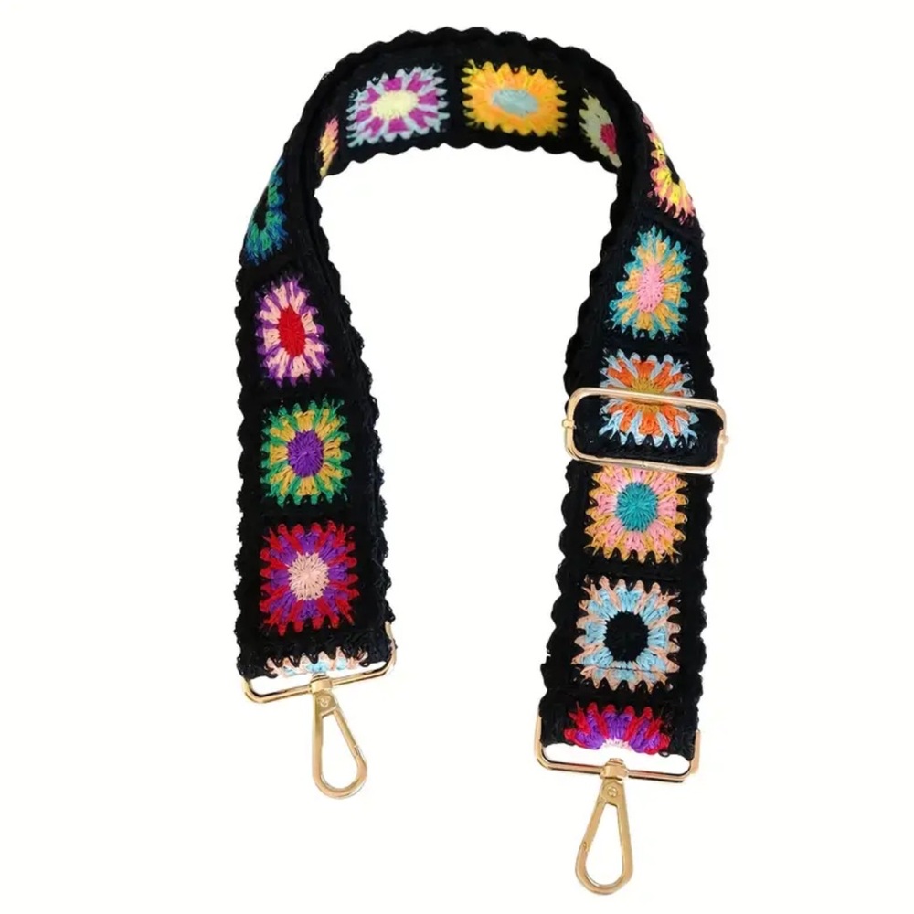 Vintage Handmade Crochet Floral Purse Straps Replacement Crossbody NEW